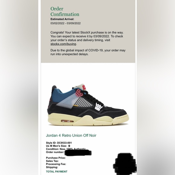 Jordan 4 Union Off Noir - Picture 8 of 8